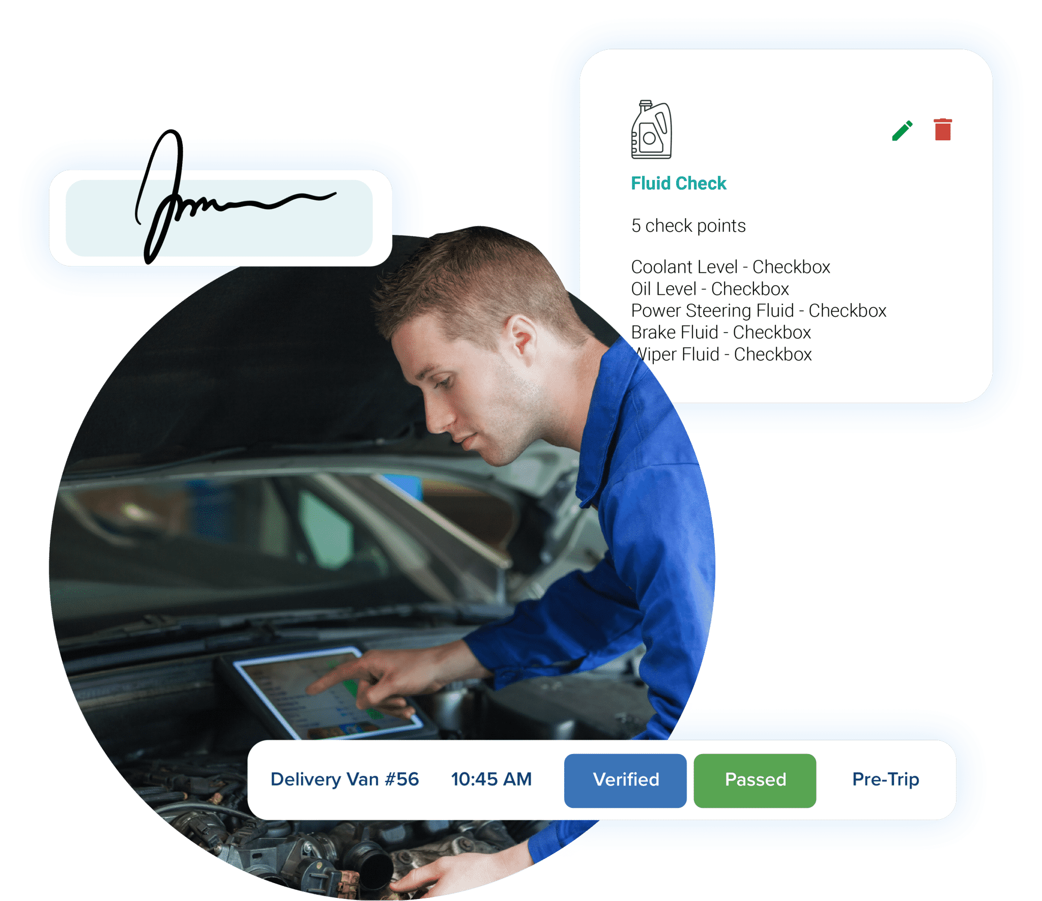 Vehicle dot inspection and maintenance illustration