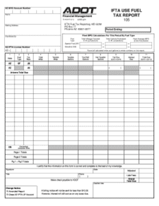 IFTA reporting form example from Arizon