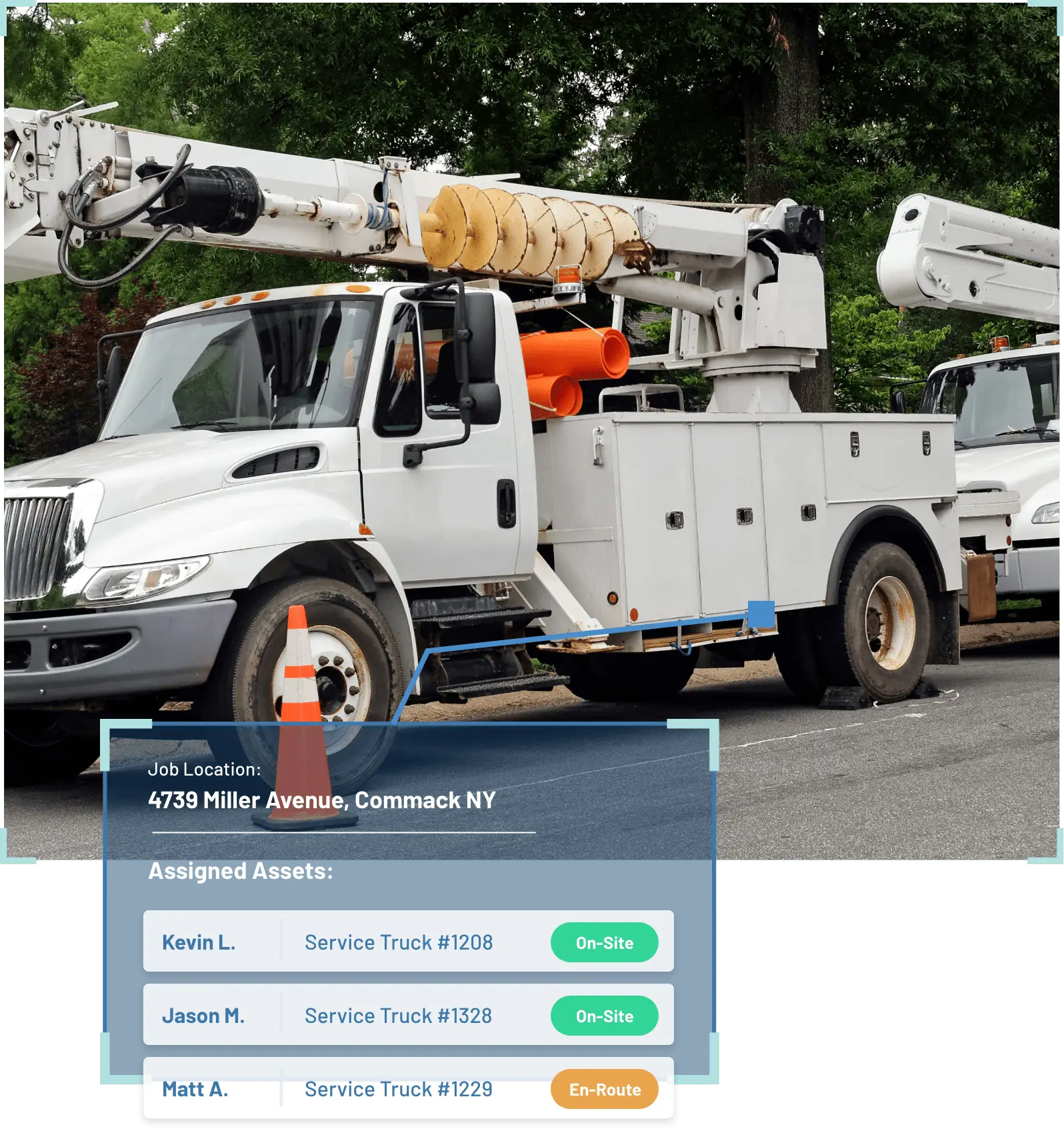 Utility fleet asset tracked in the field