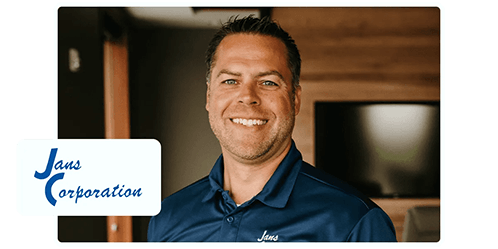headshot of Brian Jans with Jans Corporation logo